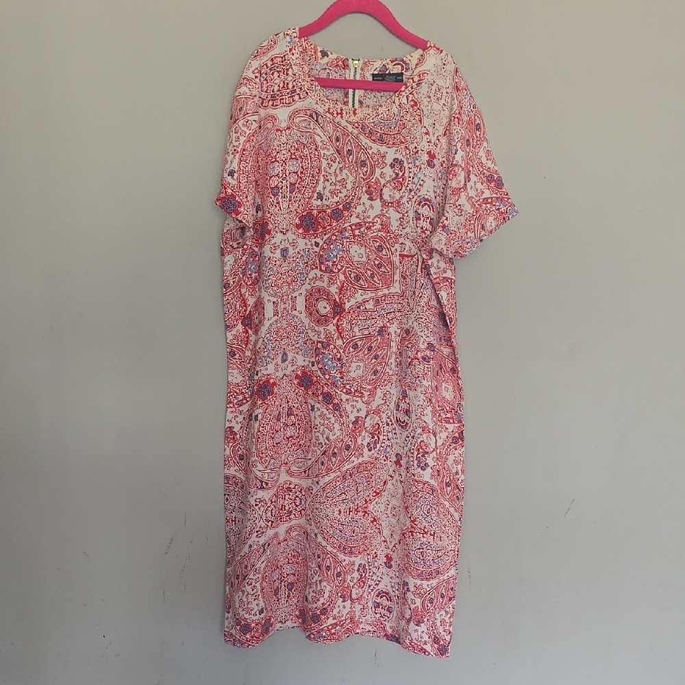 Adrienne Vittadini Red and Blue Midi Dress